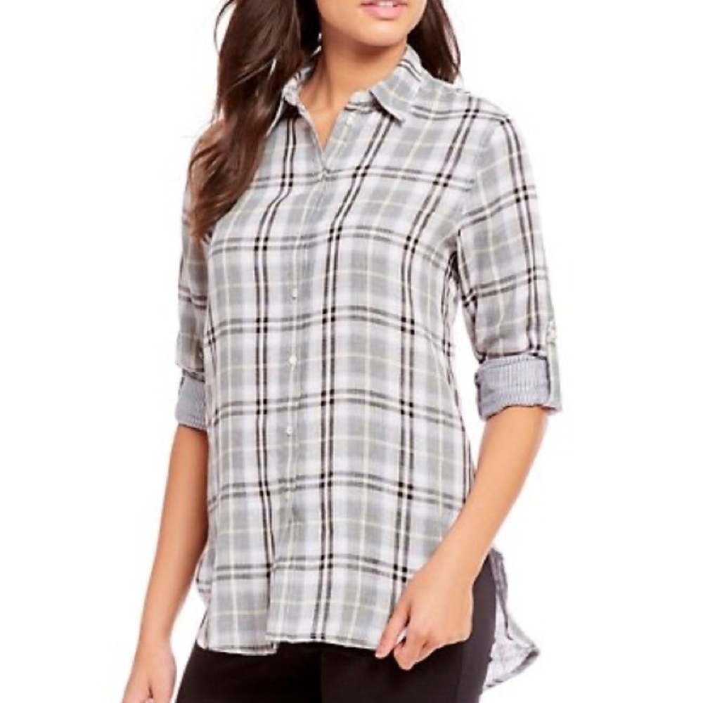 Calvin Klein Plaid Button Down Boyfriend Shirt